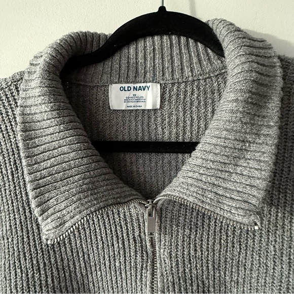 OLD NAVY Gray Ribbed Quarter Zip Sweater Women’s 2X Cotton Blend - Picture 4 of 9
